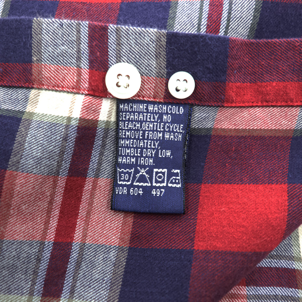 NAUTICA 90年代 USA製 ヴィンテージ 長袖 チェックシャツ XL レッド ネイビー ボタンダウン ワンポイントロゴ