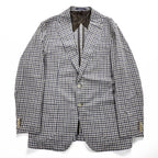 Boggi Milano Vitale Barberis Canonico Wool Silk Linen Blazer Navy Brown Gingham Check Made in Italy Size 54