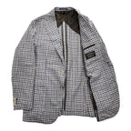 Boggi Milano Vitale Barberis Canonico Wool Silk Linen Blazer Navy Brown Gingham Check Made in Italy Size 54
