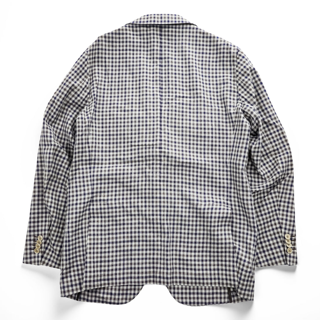 Boggi Milano Vitale Barberis Canonico Wool Silk Linen Blazer Navy Brown Gingham Check Made in Italy Size 54