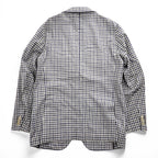 Boggi Milano Vitale Barberis Canonico Wool Silk Linen Blazer Navy Brown Gingham Check Made in Italy Size 54
