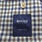 Boggi Milano Vitale Barberis Canonico Wool Silk Linen Blazer Navy Brown Gingham Check Made in Italy Size 54