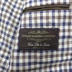 Boggi Milano Vitale Barberis Canonico Wool Silk Linen Blazer Navy Brown Gingham Check Made in Italy Size 54