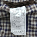Boggi Milano Vitale Barberis Canonico Wool Silk Linen Blazer Navy Brown Gingham Check Made in Italy Size 54