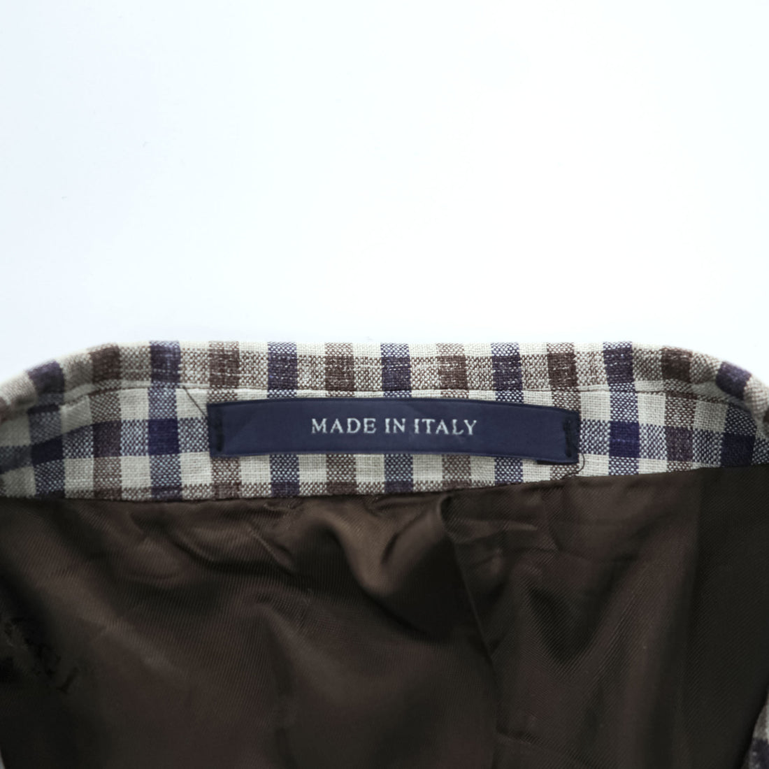 Boggi Milano Vitale Barberis Canonico Wool Silk Linen Blazer Navy Brown Gingham Check Made in Italy Size 54