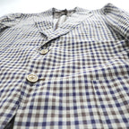 Boggi Milano Vitale Barberis Canonico Wool Silk Linen Blazer Navy Brown Gingham Check Made in Italy Size 54