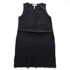 Crown Linen Designs リネン ノースリーブ ワンピース M ブラック 麻100% サイドポケット