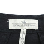 Crown Linen Designs リネン ノースリーブ ワンピース M ブラック 麻100% サイドポケット