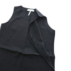 Crown Linen Designs リネン ノースリーブ ワンピース M ブラック 麻100% サイドポケット