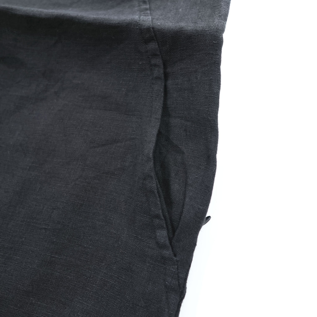 Crown Linen Designs リネン ノースリーブ ワンピース M ブラック 麻100% サイドポケット