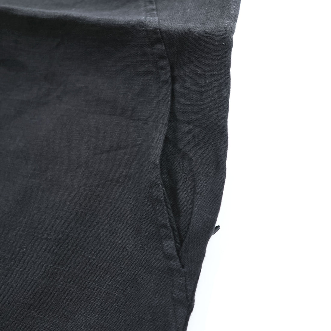 Crown Linen Designs リネン ノースリーブ ワンピース M ブラック 麻100% サイドポケット
