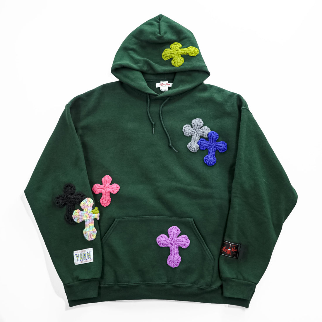 SYUMAN. × Y.A.R.N. × GR8 × FRUIT OF THE LOOM プルオーバー スウェット パーカー XL グリーン 3D cross knit Hoodie クロスニット 裏起毛 SUPER COTTON