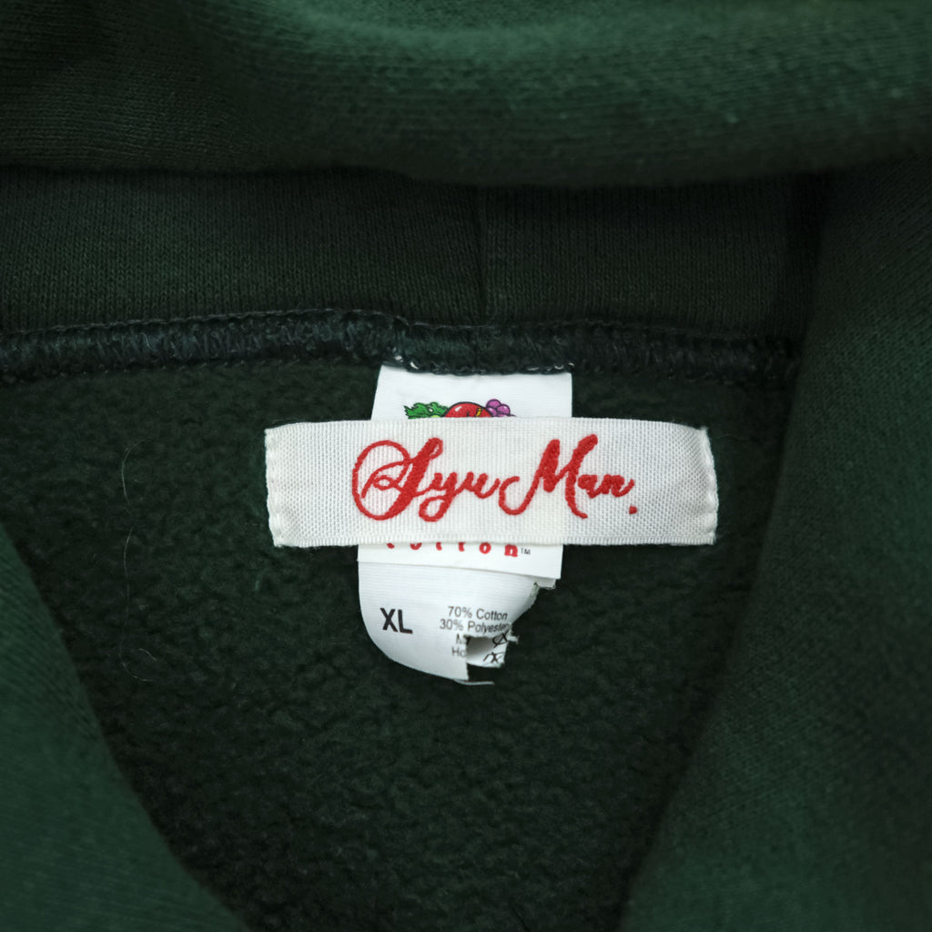SYUMAN × Y.A.R.N. × GR8 × FRUIT OF THE LOOM Pullover Sweatshirt Hoodie XL Green brushed lining SUPER COTTON