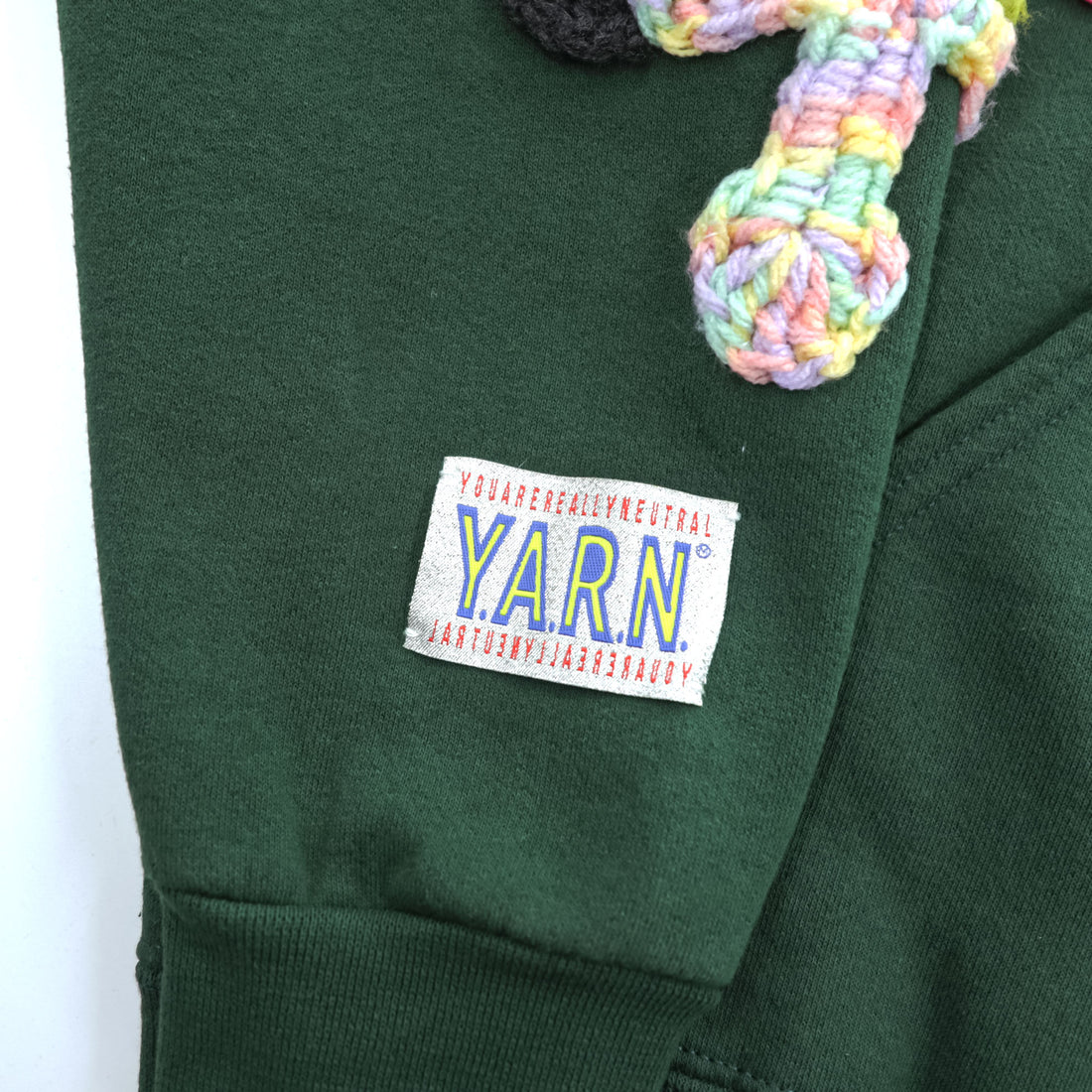 SYUMAN × Y.A.R.N. × GR8 × FRUIT OF THE LOOM Pullover Sweatshirt Hoodie XL Green brushed lining SUPER COTTON