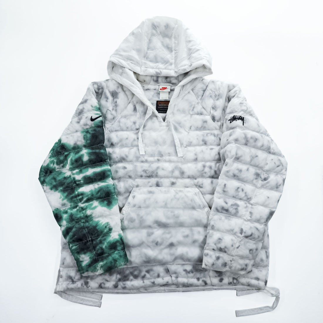 STUSSY × NIKE プルオーバージャケット 中綿 Thermore ECODOWN FIBERS エコダウン L ホワイト ドローコード Insulated Jacket MARBLE HO200610MXP