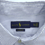 Ralph Lauren オックスフォード CLASSIC FIT 長袖シャツ XL ブルー ホワイト ストライプ  ボタンダウン スモールポニー ロゴ 刺繍