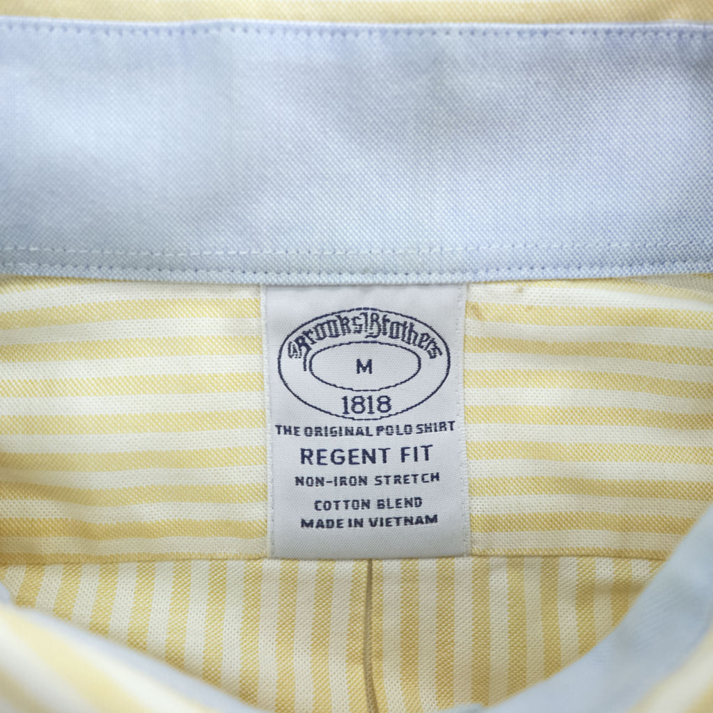 Brooks Brothers 1818 Regent Non-Iron Button-Down Shirt Yellow White Stripe Men’s M