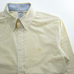 Brooks Brothers 1818 Regent Non-Iron Button-Down Shirt Yellow White Stripe Men’s M