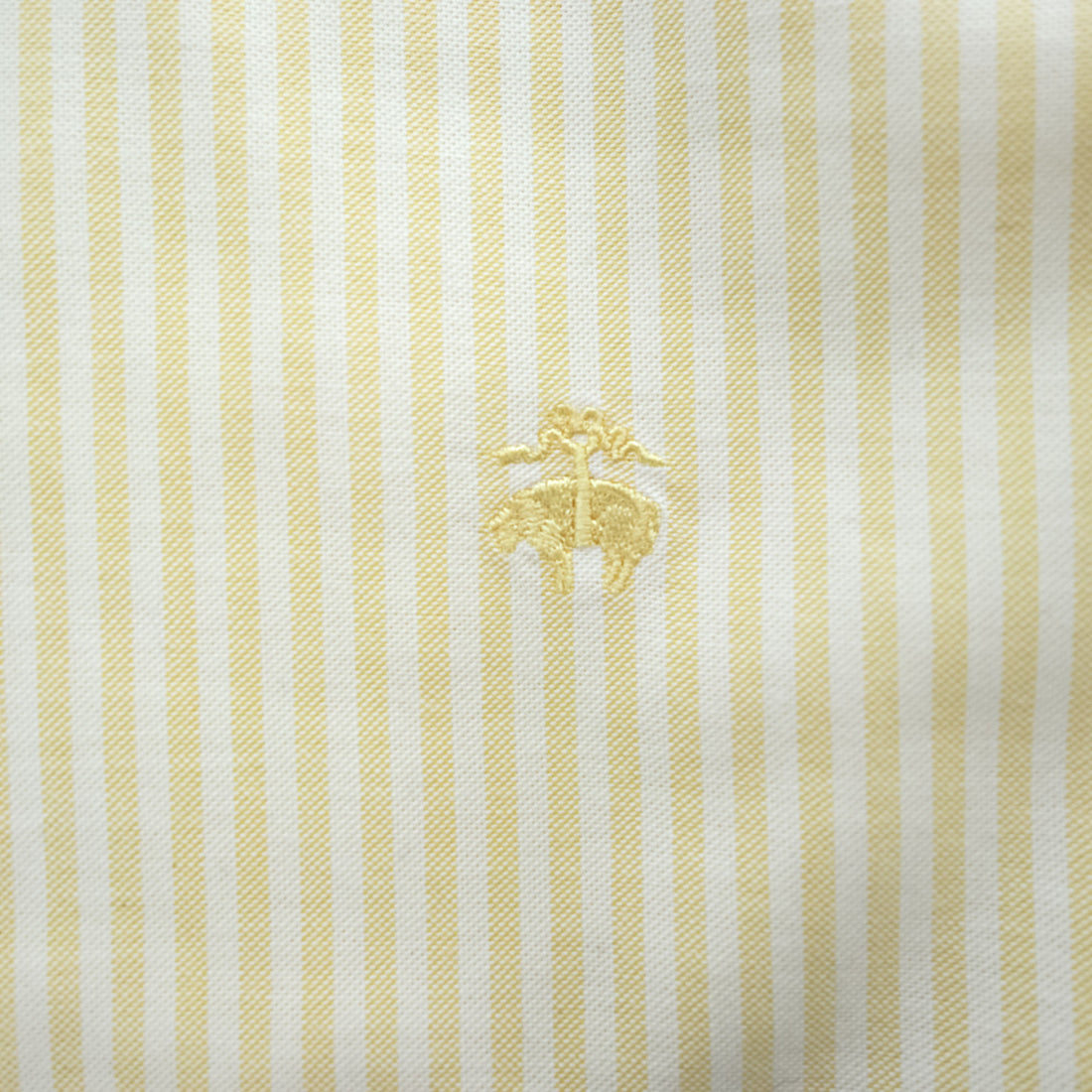 Brooks Brothers 1818 Regent Non-Iron Button-Down Shirt Yellow White Stripe Men’s M