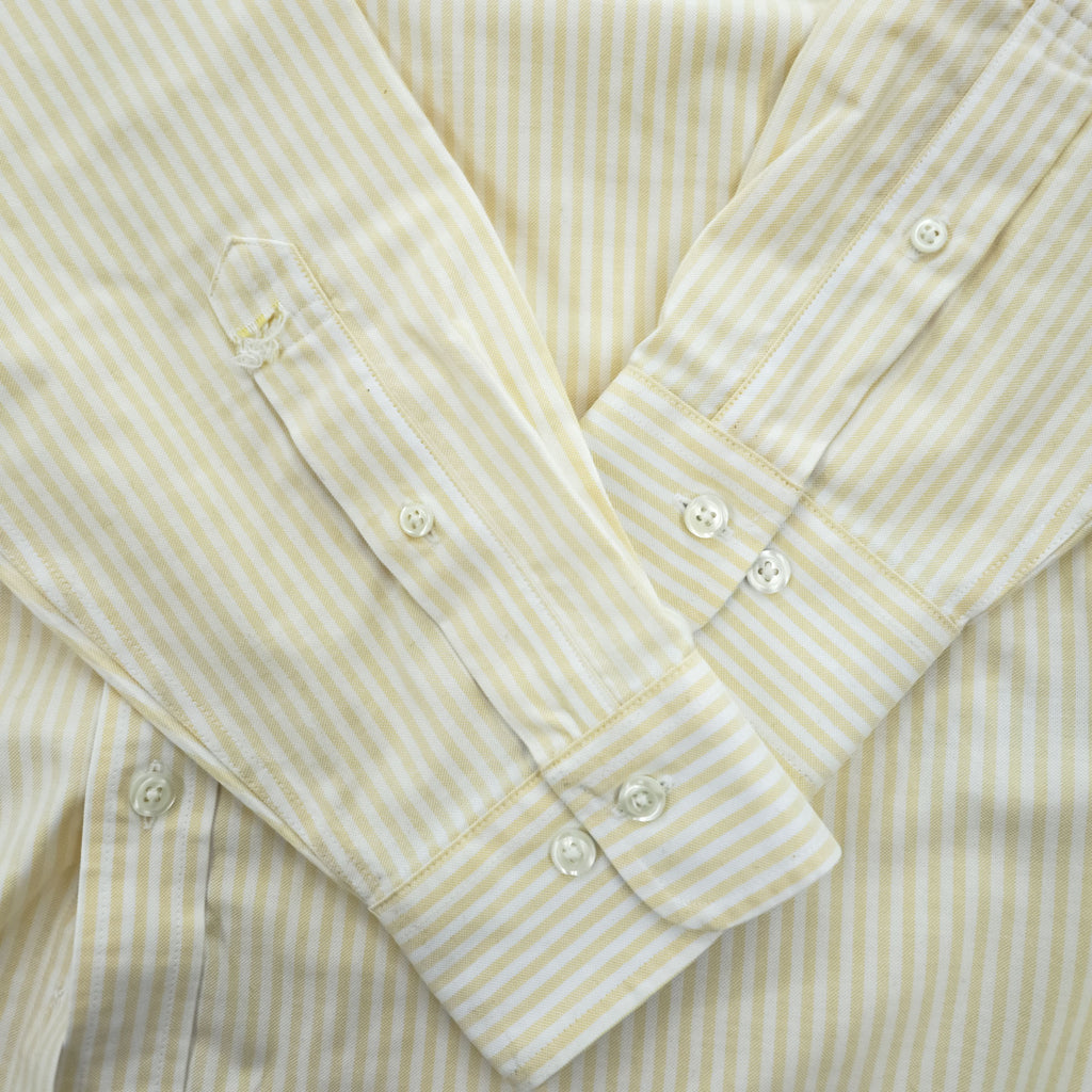 Brooks Brothers 1818 Regent Non-Iron Button-Down Shirt Yellow White Stripe Men’s M
