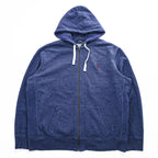 Polo Ralph Lauren Reverse Weave Zip Up Hoodie XXL, Blue, Brushed Lining, Oversized, Small Pony Logo Embroidery