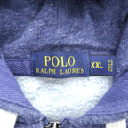 Polo Ralph Lauren Reverse Weave Zip Up Hoodie XXL, Blue, Brushed Lining, Oversized, Small Pony Logo Embroidery