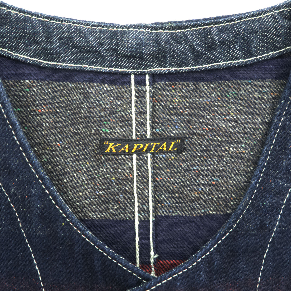 KAPITAL 日本製 デニム ベスト ワークベスト XS インディゴ ネップライニング シンチバック メタルボタン
