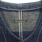 KAPITAL 日本製 デニム ベスト ワークベスト XS インディゴ ネップライニング シンチバック メタルボタン