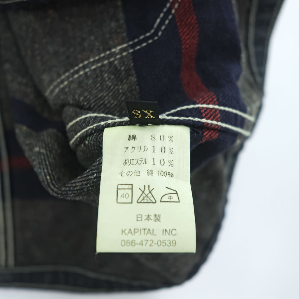 KAPITAL 日本製 デニム ベスト ワークベスト XS インディゴ ネップライニング シンチバック メタルボタン
