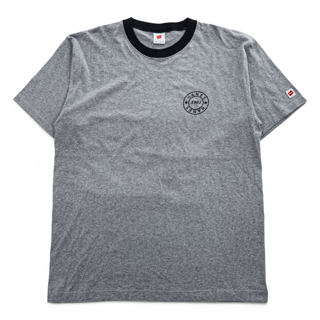 Hanes Ringer T-Shirt, Size XL, Gray, One-Point Logo, All-American Comfort