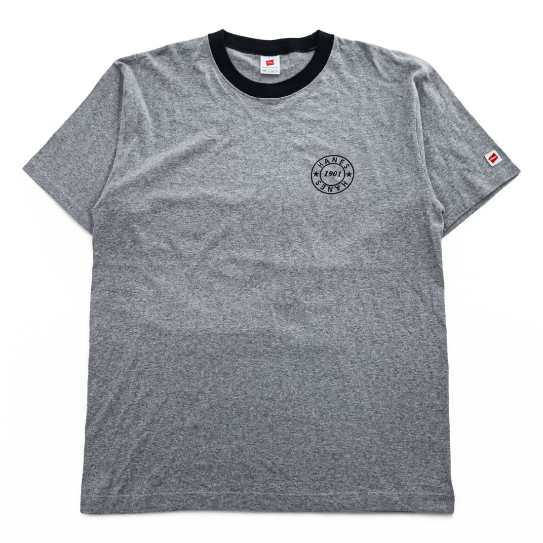 Hanes リンガー Tシャツ XL グレー ワンポイントロゴ All-American Comfort