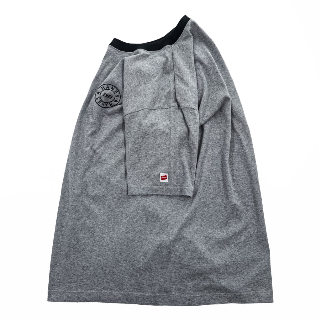 Hanes Ringer T-Shirt, Size XL, Gray, One-Point Logo, All-American Comfort