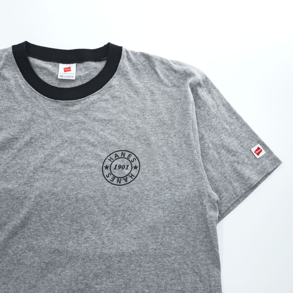 Hanes Ringer T-Shirt, Size XL, Gray, One-Point Logo, All-American Comfort