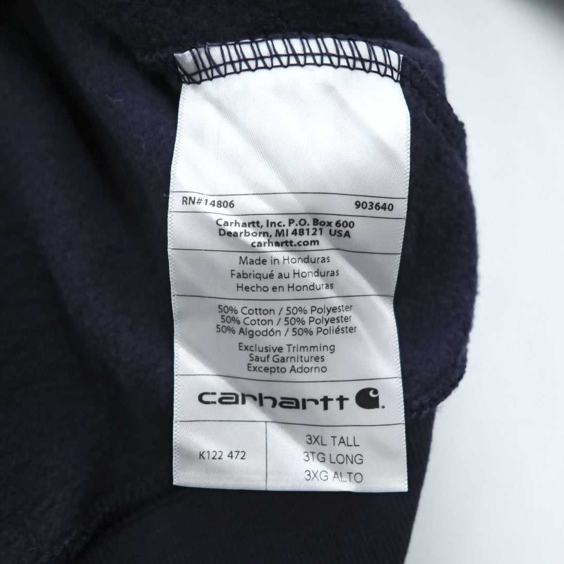 Carhartt Zip Up Hoodie XL ~ Navy Brushed Lining Big Size Loose Fit K122 472