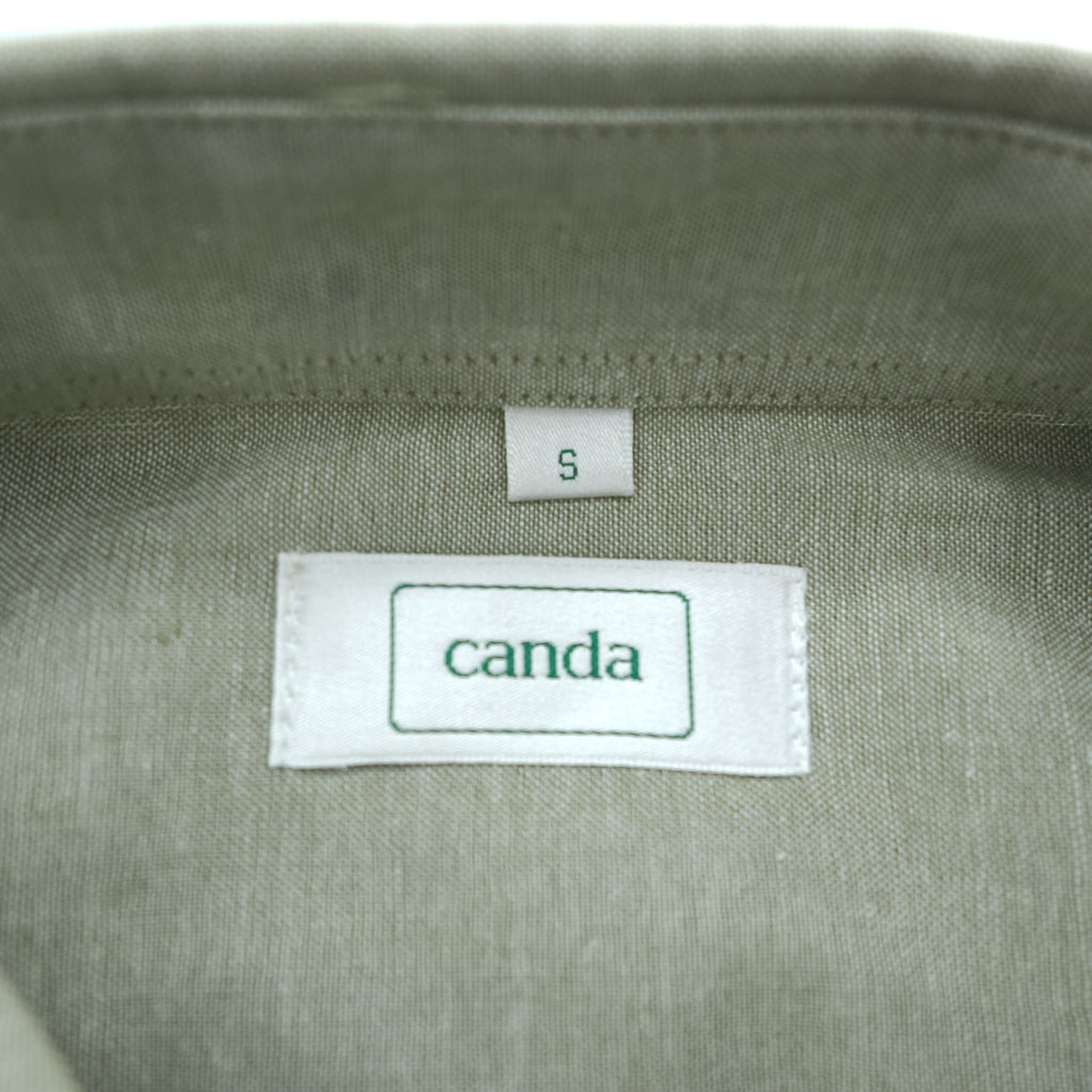 CANDA 長袖 シャツ L ライトグリーン 刺繍 コットン C&A