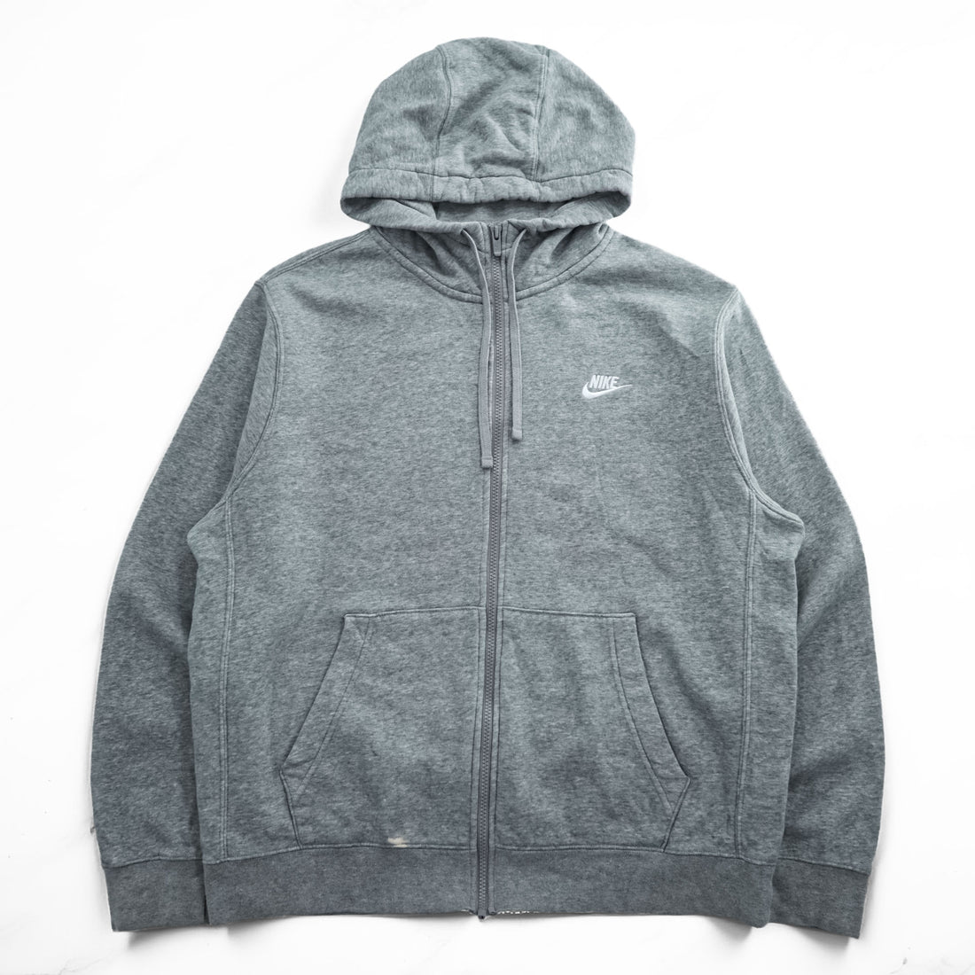 NIKE ジップパーカー L グレー 裏起毛 フロントポケット ワンポイントロゴ BV2645-063