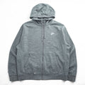 NIKE Zip Up Hoodie, Size L, Gray, Brushed Lining, One-Point Logo, BV2645-063