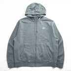 NIKE Zip Up Hoodie, Size L, Gray, Brushed Lining, One-Point Logo, BV2645-063