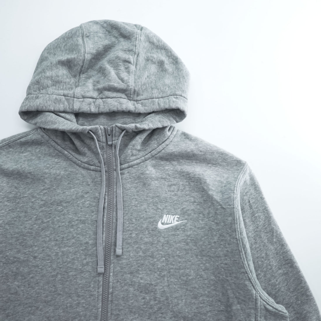 NIKE Zip Up Hoodie, Size L, Gray, Brushed Lining, One-Point Logo, BV2645-063