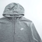 NIKE Zip Up Hoodie, Size L, Gray, Brushed Lining, One-Point Logo, BV2645-063