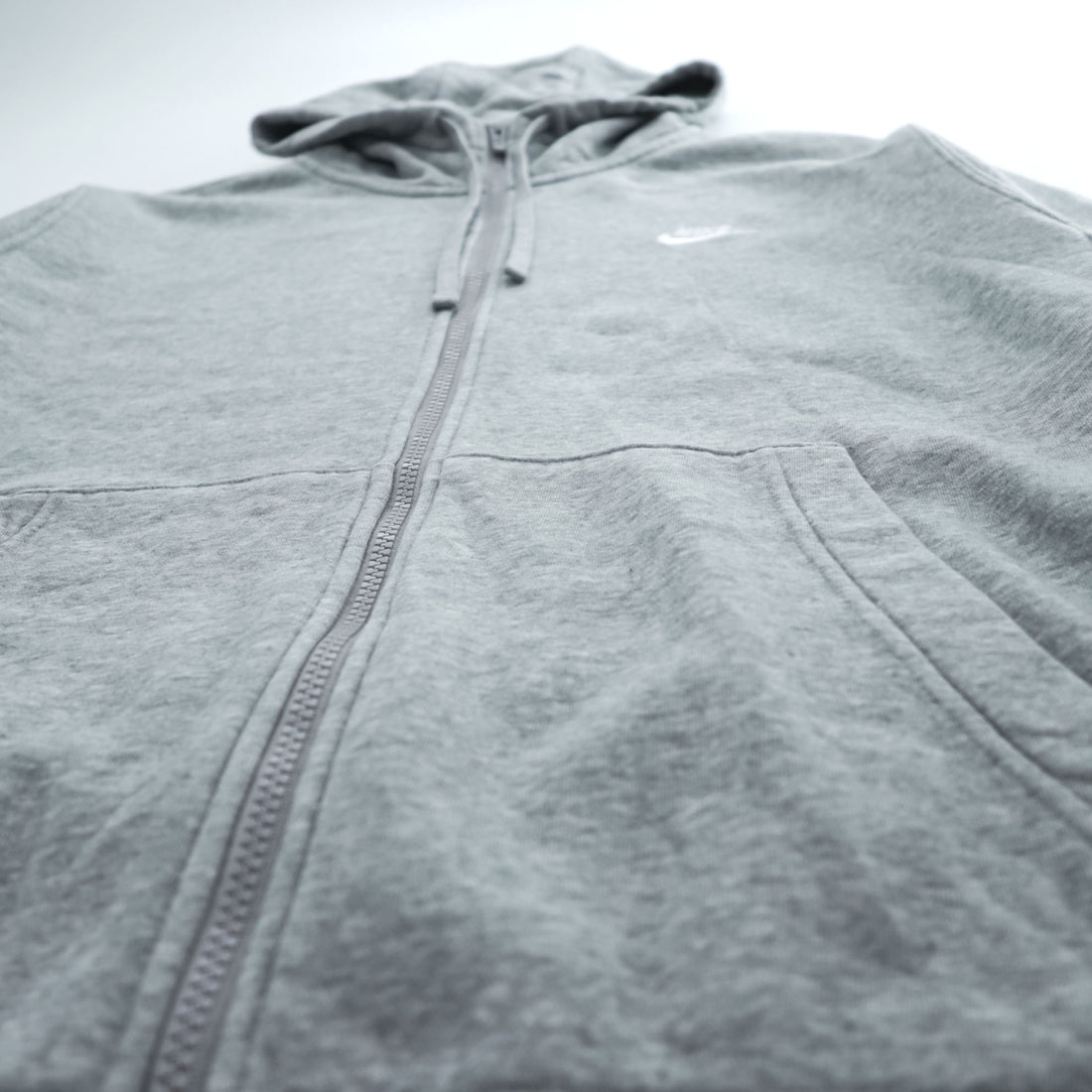 NIKE Zip Up Hoodie, Size L, Gray, Brushed Lining, One-Point Logo, BV2645-063