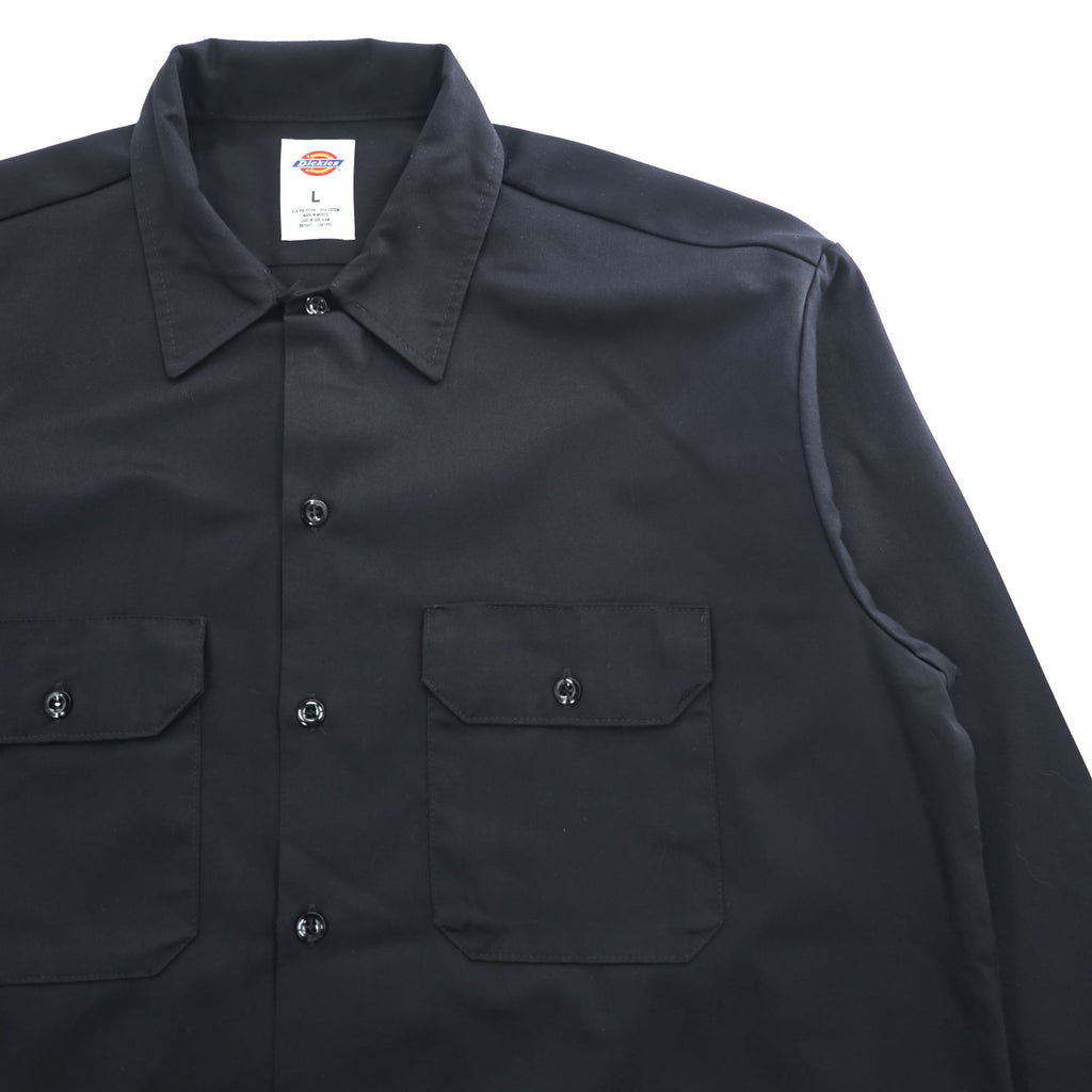 Dickies 長袖 ワークシャツ L ブラック ボックス 胸ポケット WL574BK