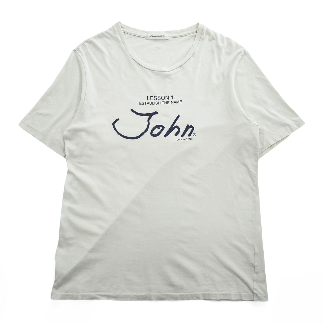 John UNDERCOVER 日本製 プリント Tシャツ XL ホワイト LESSON 1 ESTABLISH THE NAME JUL3802