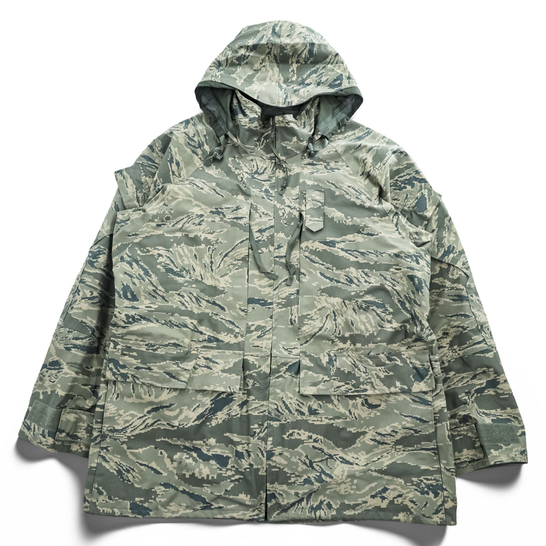 USAF AIR FORCE 米軍 ヴィンテージ APECS ABU ゴアテックス GORE-TEX ミリタリージャケット レインパーカー XL カーキ  防水 フード収納 ドローコード PROPPER ECWCS デジタルタイガーカモ USA製