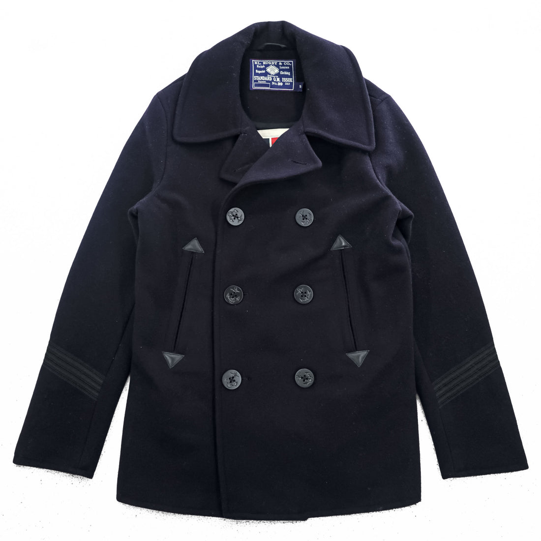 Rugby by RALPH LAUREN ピーコート L ネイビー メルトンウール Royal Army Clothing Department チンストラップ