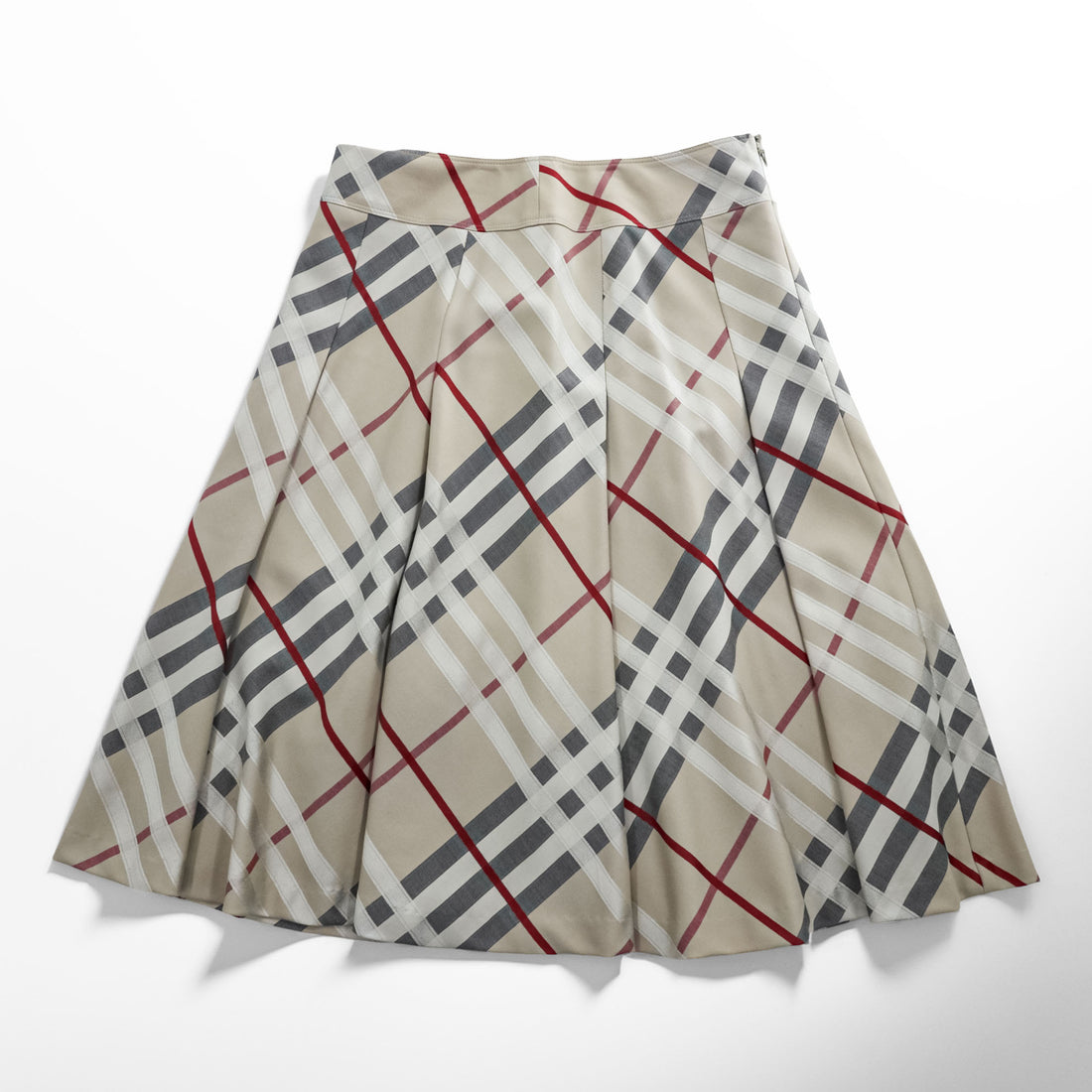 BURBERRY LONDON Japan Made Checked Tuck Pleated Skirt M Beige