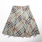 BURBERRY LONDON Japan Made Checked Tuck Pleated Skirt M Beige