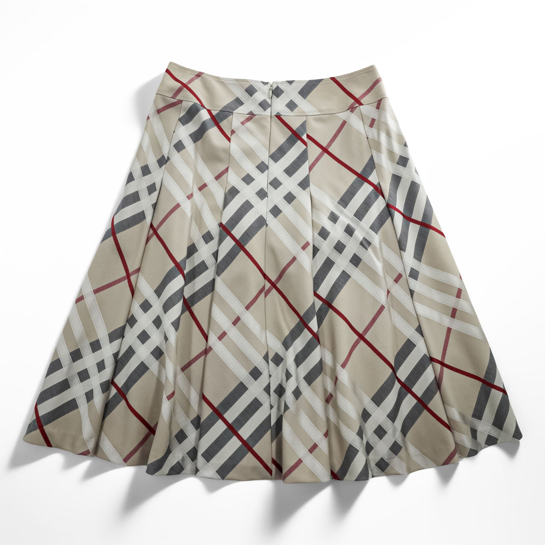 BURBERRY LONDON Japan Made Checked Tuck Pleated Skirt M Beige