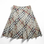BURBERRY LONDON Japan Made Checked Tuck Pleated Skirt M Beige