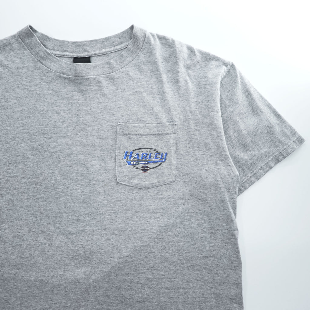 HARLEY DAVIDSON 90年代 USA製 ヴィンテージ 胸ポケット Tシャツ XL グレー バックプリント BALTIMORE MD バイク Holoubek